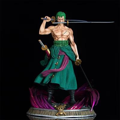 One Piece Figura de Ação Roronoa Zoro Estilo de Três Espadas Modelo Estátua Coleção Presentes de Mesa Modelo Feito à Mão Figura de Ação