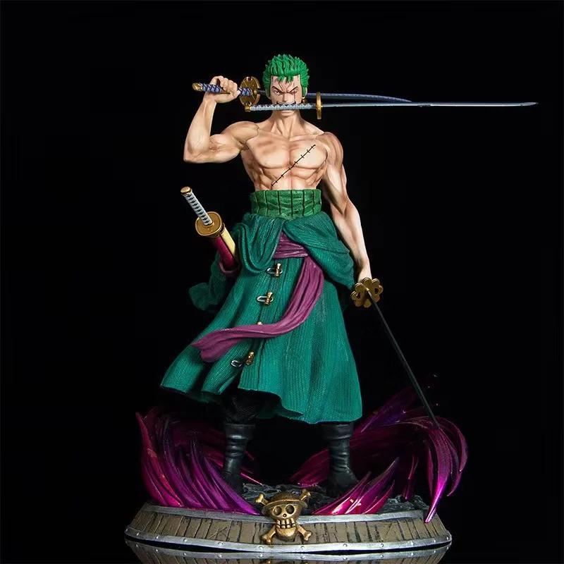 Fashnics Unisex One Piece Phantom Roronoa Zoro Three-Sword Style Anime Figure Model Statue Collection Desktop Gifts Handmade Model Action Figure