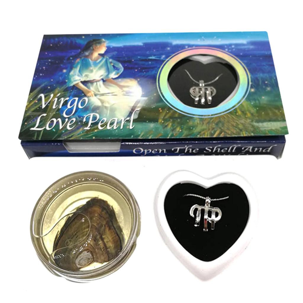 Kit Fai da Te Creazioni Perla d'Amore Zodiaco Desideri con Collana Ciondolo Conchiglia di Perla d'Acqua Dolce Scatola Regalo in Lattina per Decorazione Donna