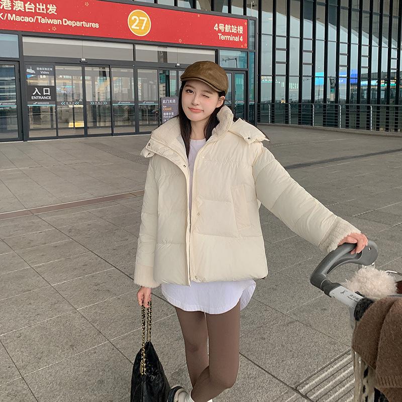 Cotton-padded women's short winter new wind splicing down cotton-padded women's thickened cotton-padded jacket tide