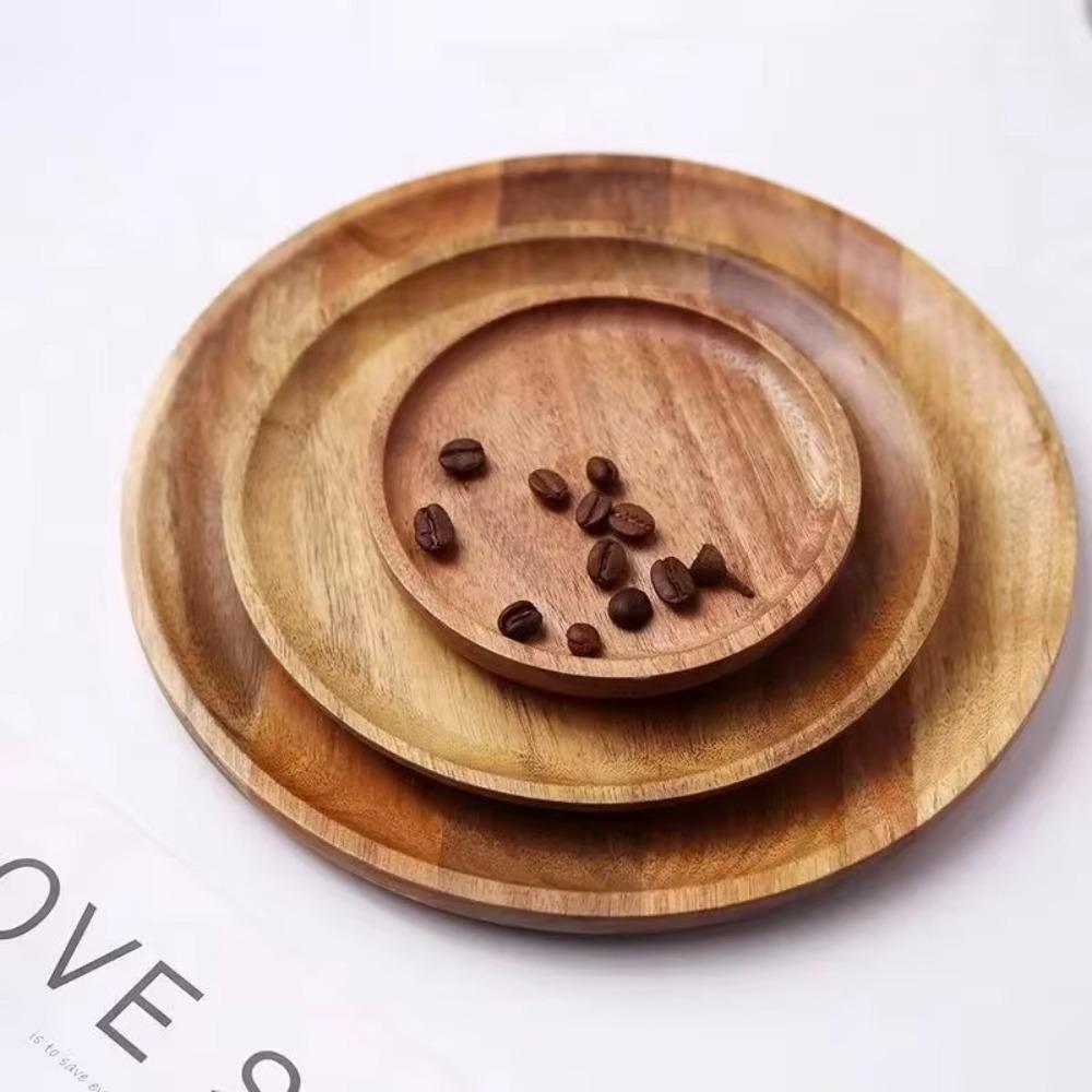 Solid Wood Serving Platter Tray Round Wooden Tea Tray Plate Dinner Plates  For Food Snack Dishs