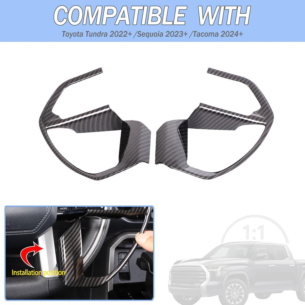 Aungy Center Console Steering Button Panel Trim Cover Compatible With Toyota Tundra/Sequoia -2025 Tacoma 2024+ Central Control Steering Panel
