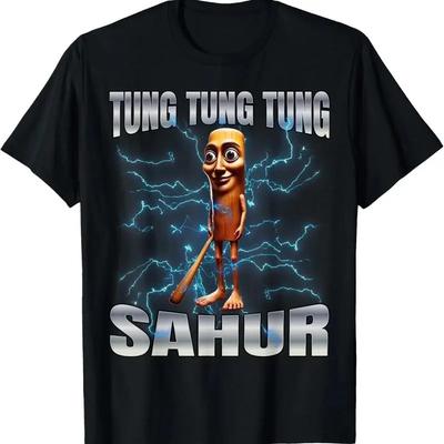 Tung Tung Tung Sahur Meme Grafik T-Shirt Lustiges Unisex-Shirt