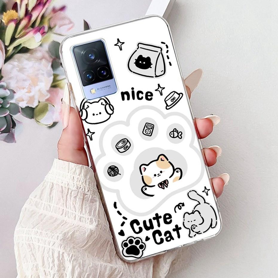 Cute Painting Phone Case For Vivo V21 V21e 4G 5G Soft Silicone TPU Back Covers For Vivo V21s V21 V21E Cases Bumpers