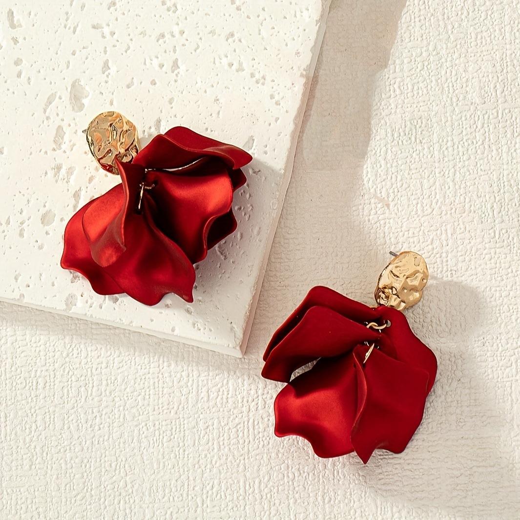 Летние феи красные лепестки цветов аэрозольная краска смола акриловые серьги серьги украшения для ушей