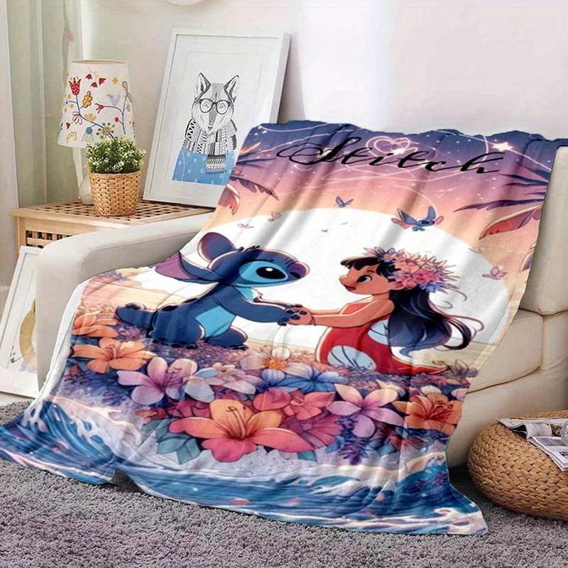1pc Stitch Printing Blanket - Soft, All-Season Throw for Living Room, Bedroom,Personalized Gift with Adorable Cartoon Design