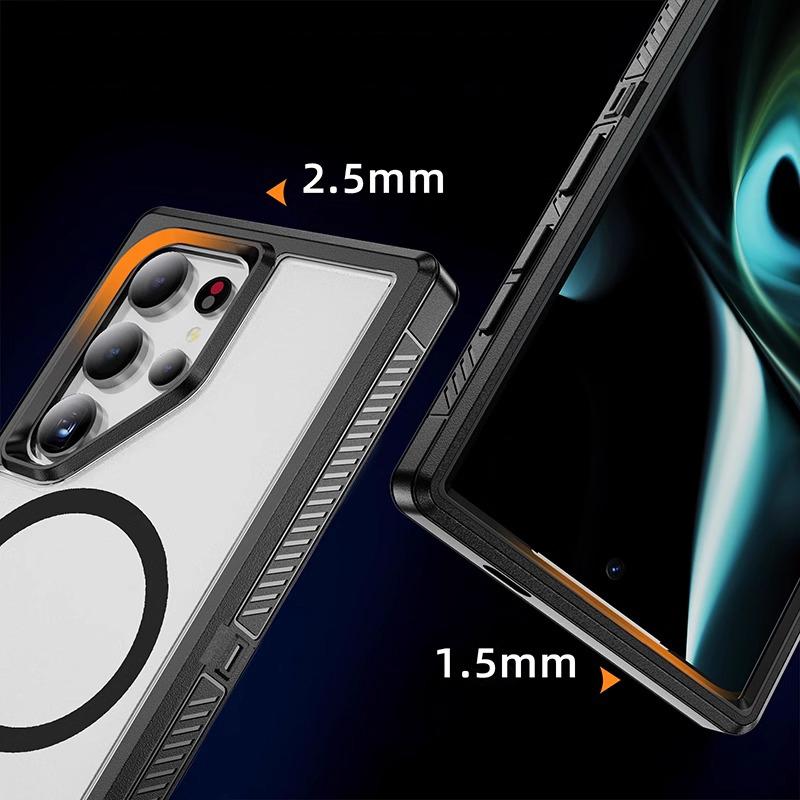 2 In 1 Heavy Duty Armor Magnetic Charging Phone Case for Samsung Galaxy S24 S23 S22 Ultra Plus Fe Magsafe Shockproof Hard Cover