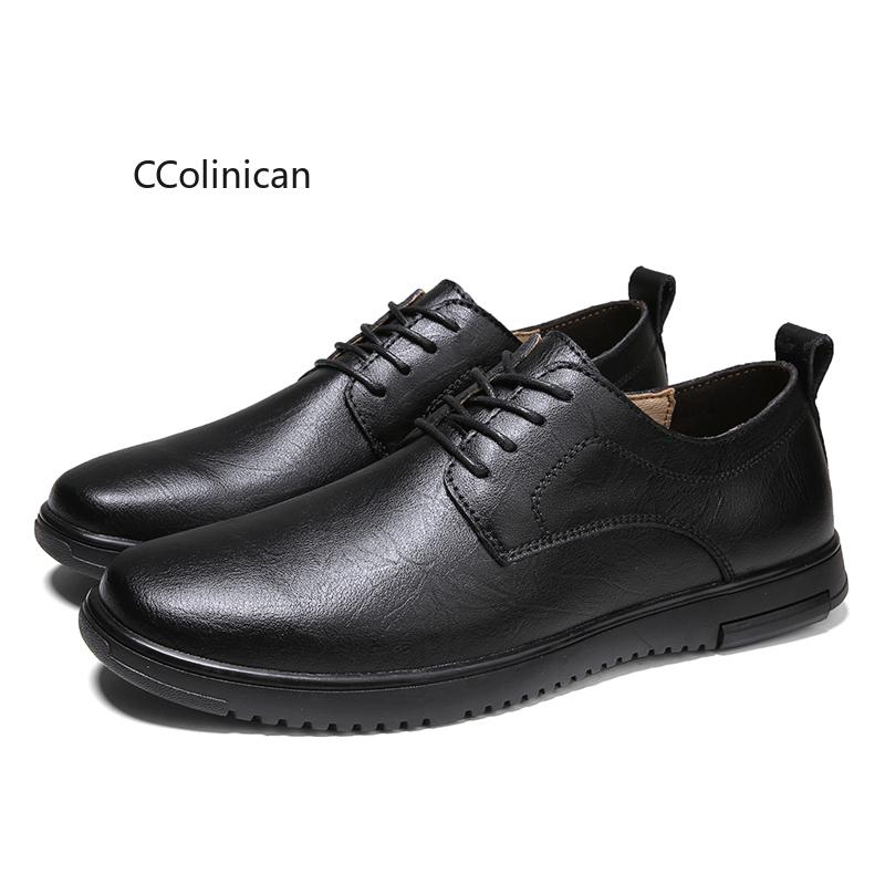 Male Lazy Business Sneakers Flexible Leather Men Handmade Casual Shoes Work Office Lace-up Leisure Dress Shoes Men Big Size