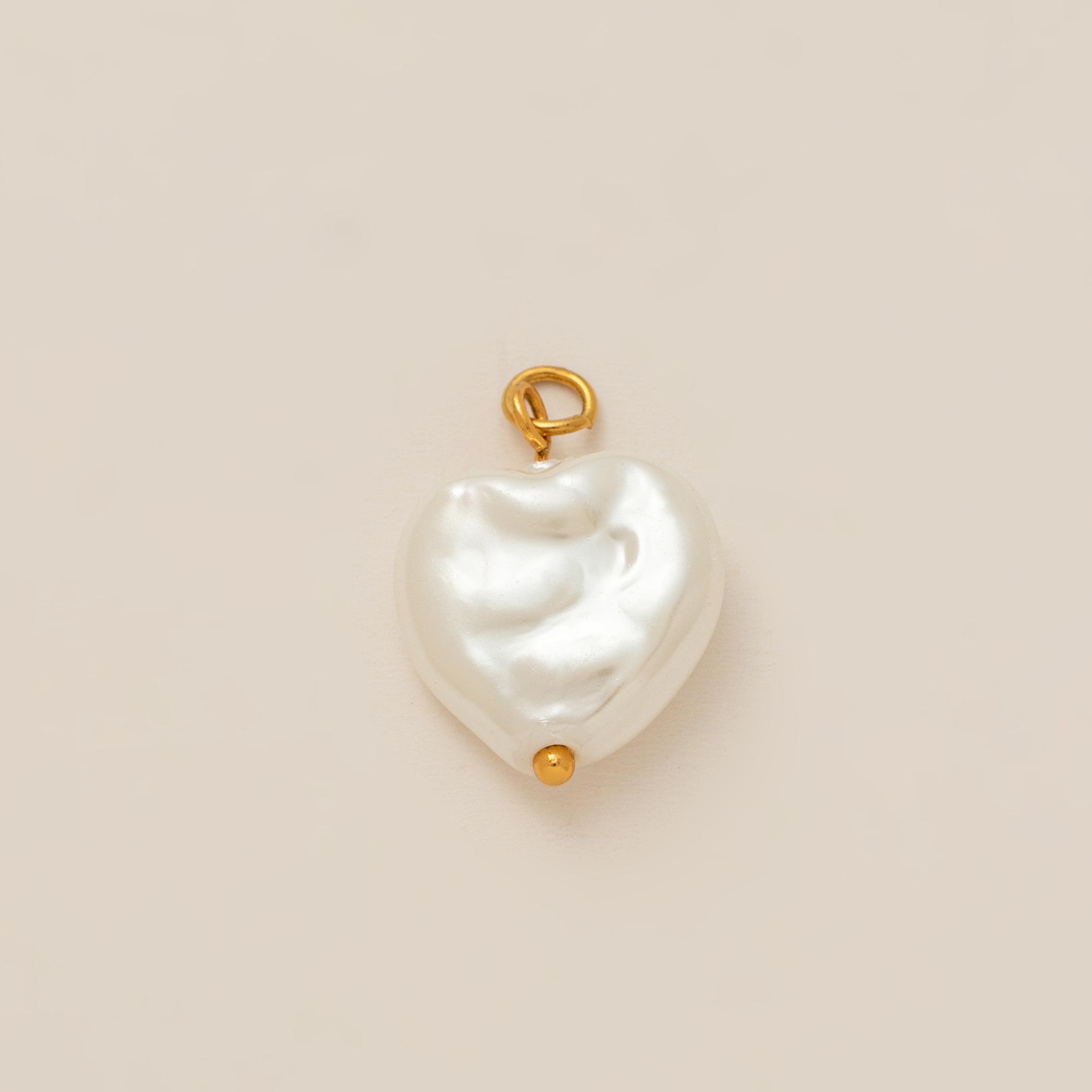 Подвеска Подкова с Сердцем и Жемчугом, Нержавеющая Сталь с Покрытием 18K Золотом