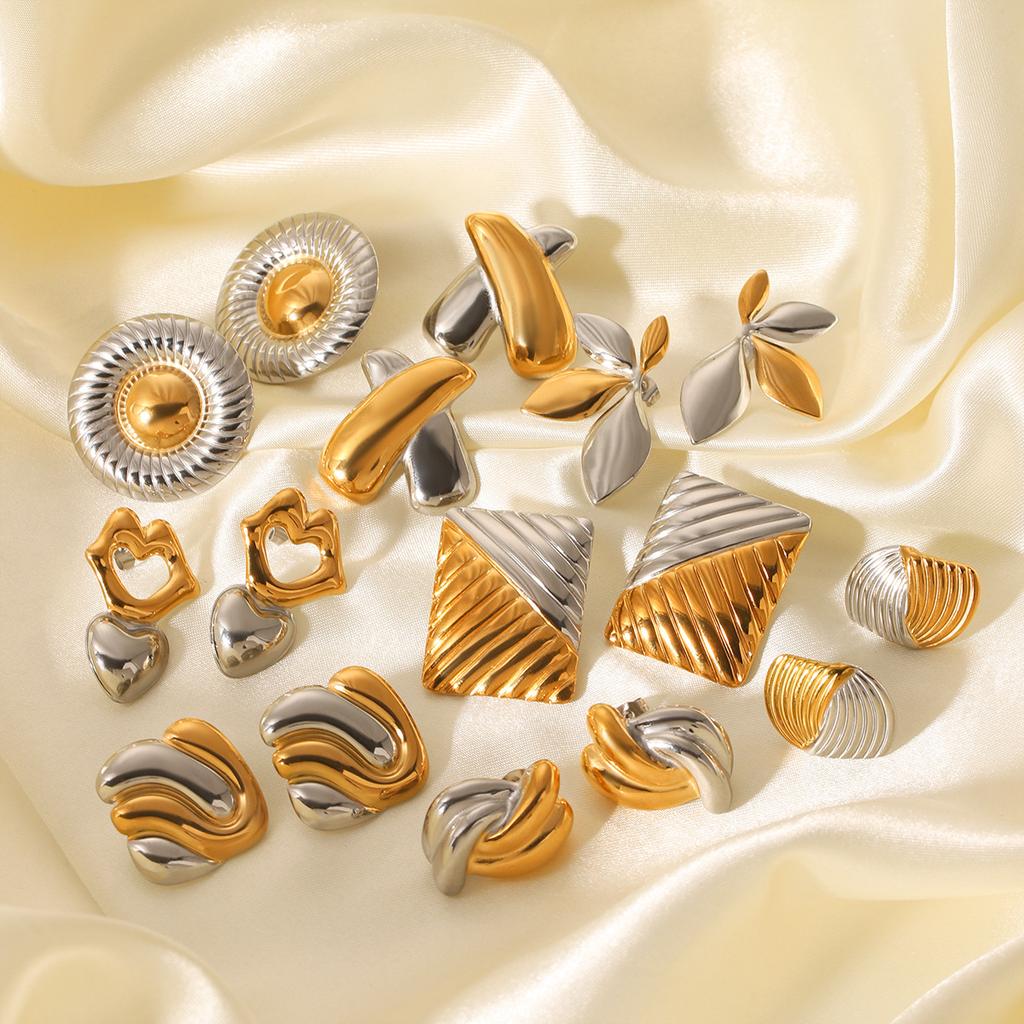 Yori 2025 New Gold Silver Mix Color Geometric Stainless Steel Earrings Waterproof and Hypoallergenic Summer Party Jewelry