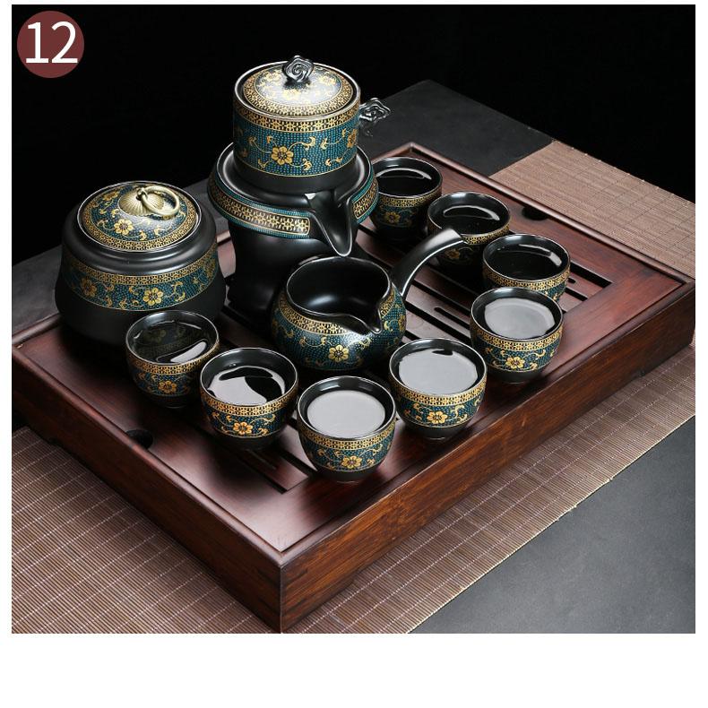 Semi-automatic Kung Fu Tea Set, Ceramic Stone Grinding, Teacup Tray, Porcelain Service, Gaiwan Tea Cups, Mug of Tea Ceremony