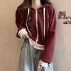 Plus Size Korean Style Hooded Sweatshirt Jacket - Slimming Autumn Streetwear, Belly Covering Short Cardigan for Women