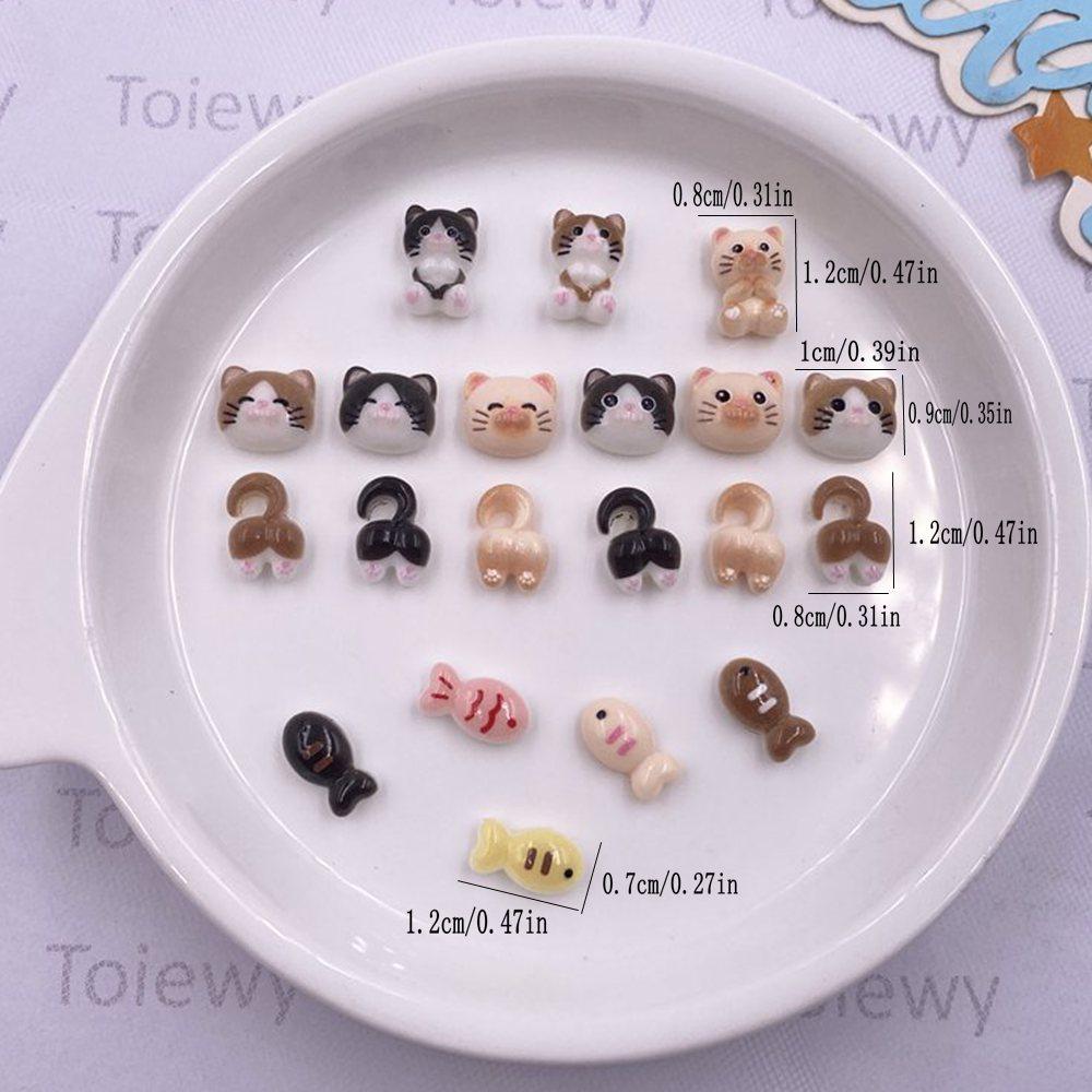 50 vnt. Dervos Kawaii Spalvingi Mini Katės Žuvis Plokščia nugara 2D Animacinis Nagų Dailės Akmuo Pasidaryk pats Papuošalai Albumų Iškarpų Amatai Dekoro Aksesuarai
