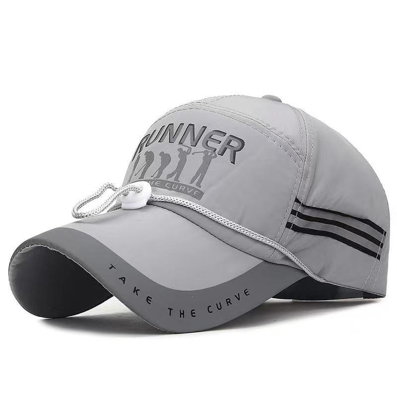 Summer baseball hat men's outdoor sports quick-drying hat sunshade breathable windproof rope fishing hat two strips luminous strips
