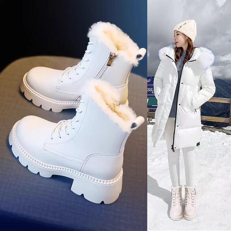 Snow boots 2025 new winter shoes women's shoes winter cotton shoes piled and thickened outer wear cotton shoes Martin snow cotton