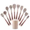 12-Piece Silicone Wood-Grain Non-Stick Cookware Set with Heat-Resistant Spatula and Spoon