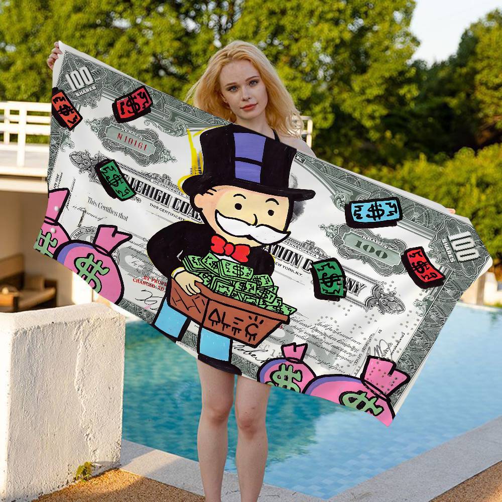 Cartoon Dollar Monopolys Anime Beach Swimming Towel Soft Absorbent Washcloth Children's Gifts for Kids Travel Camping Gym