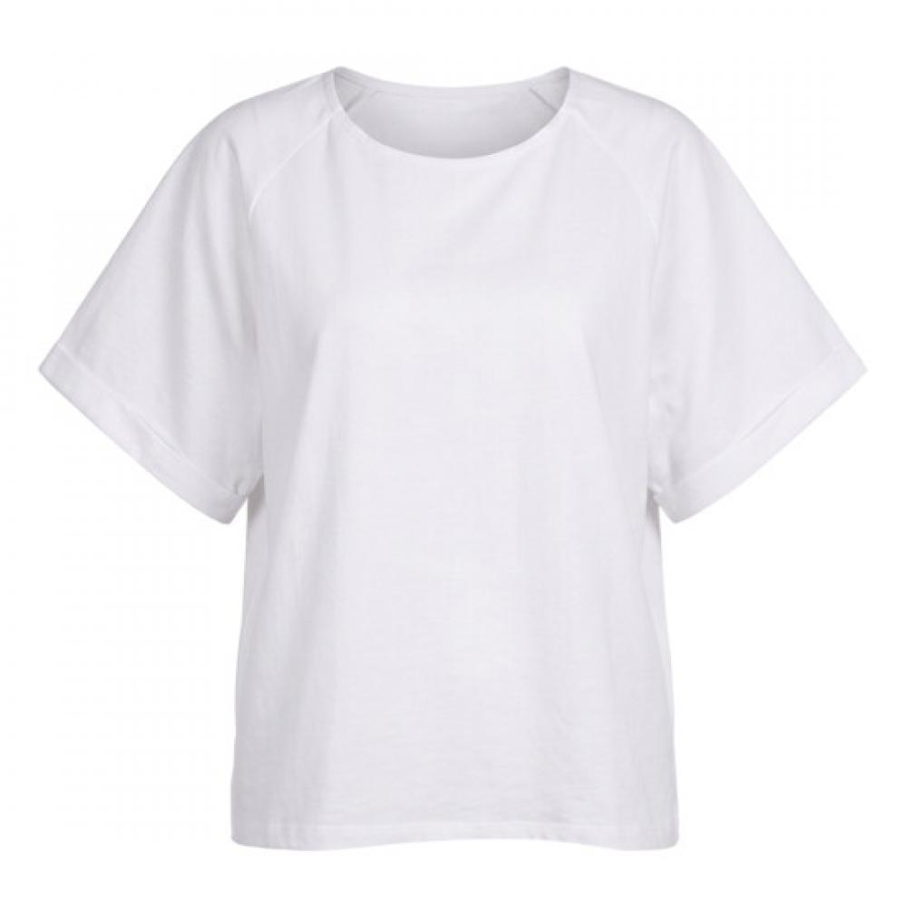 Shop Women Loose Fit Raglan Round Neck Short Sleeve Blouse Ivory Mr Wbl 21350