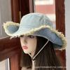 Women's Bucket Hat Washed Denim Fisherman Cap Casual Sunscreen Outdoor Bob Femme Embroidered letters Buket Cap Foldable New