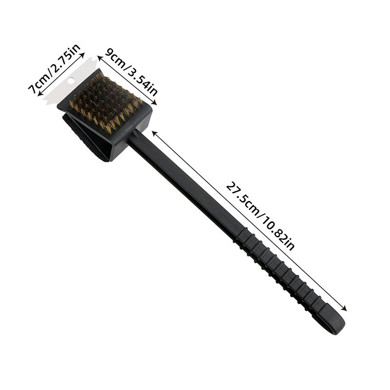 BBQ Cleaning Brush Copper Wire Sponge Shovel Barbecue Grill Oven Cleaning Long Handle 3 In 1 Corner Copper Wire Brush BBQ Tool