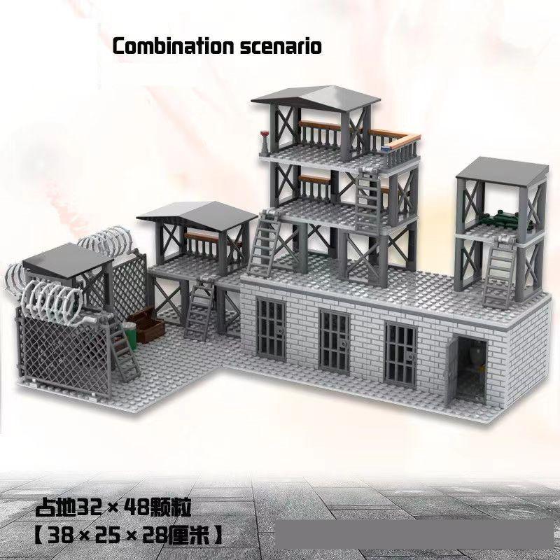 High-Quality Children'S High-Quality Building High-Quality Block Play sets Army style High-Quality Base High-Quality Prison Building design