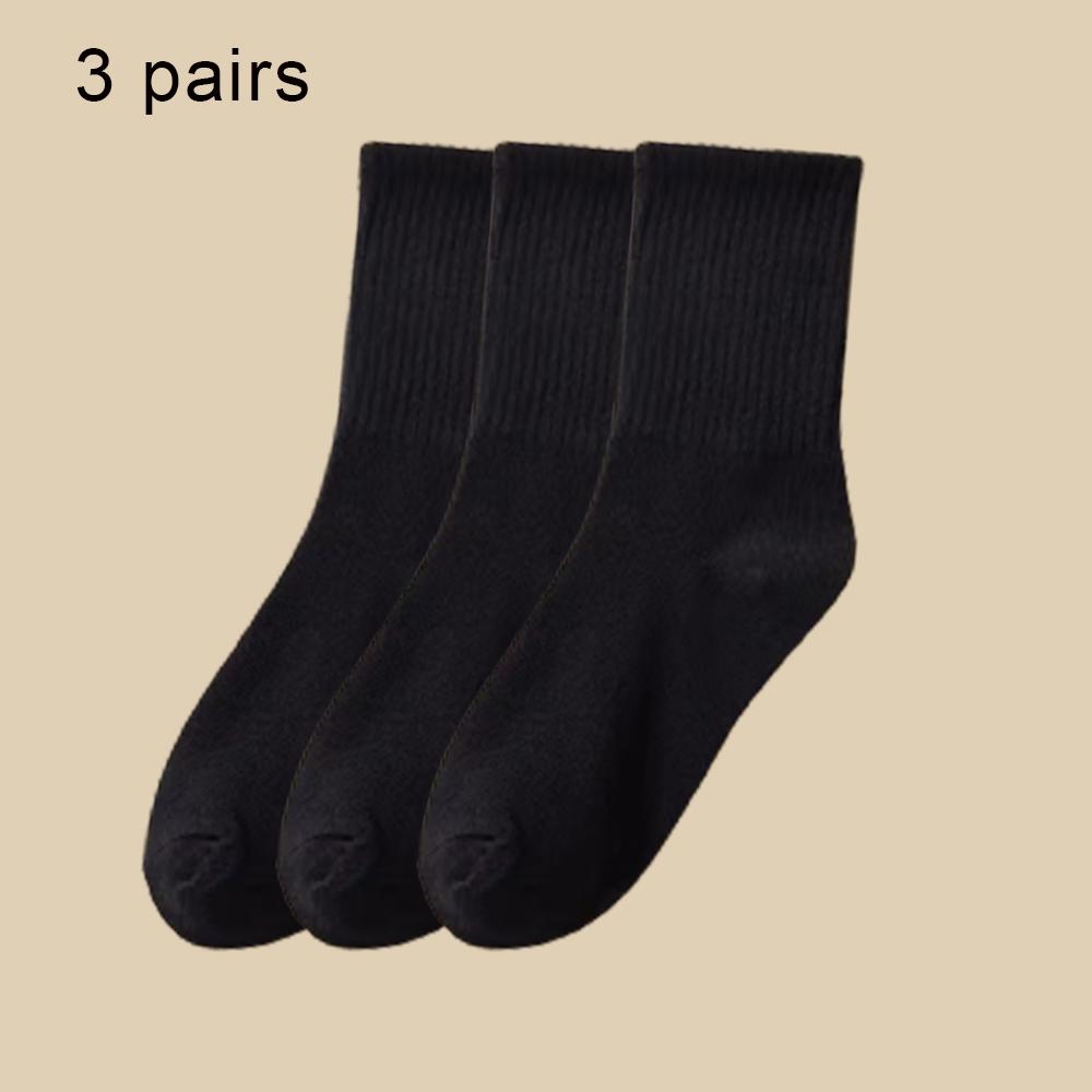 3/6 Pairs Women Mid-Tube Socks Solid Colour Autumn Winter Breathable Comfortable Sport Sweat Absorbent Man And Women's Socks