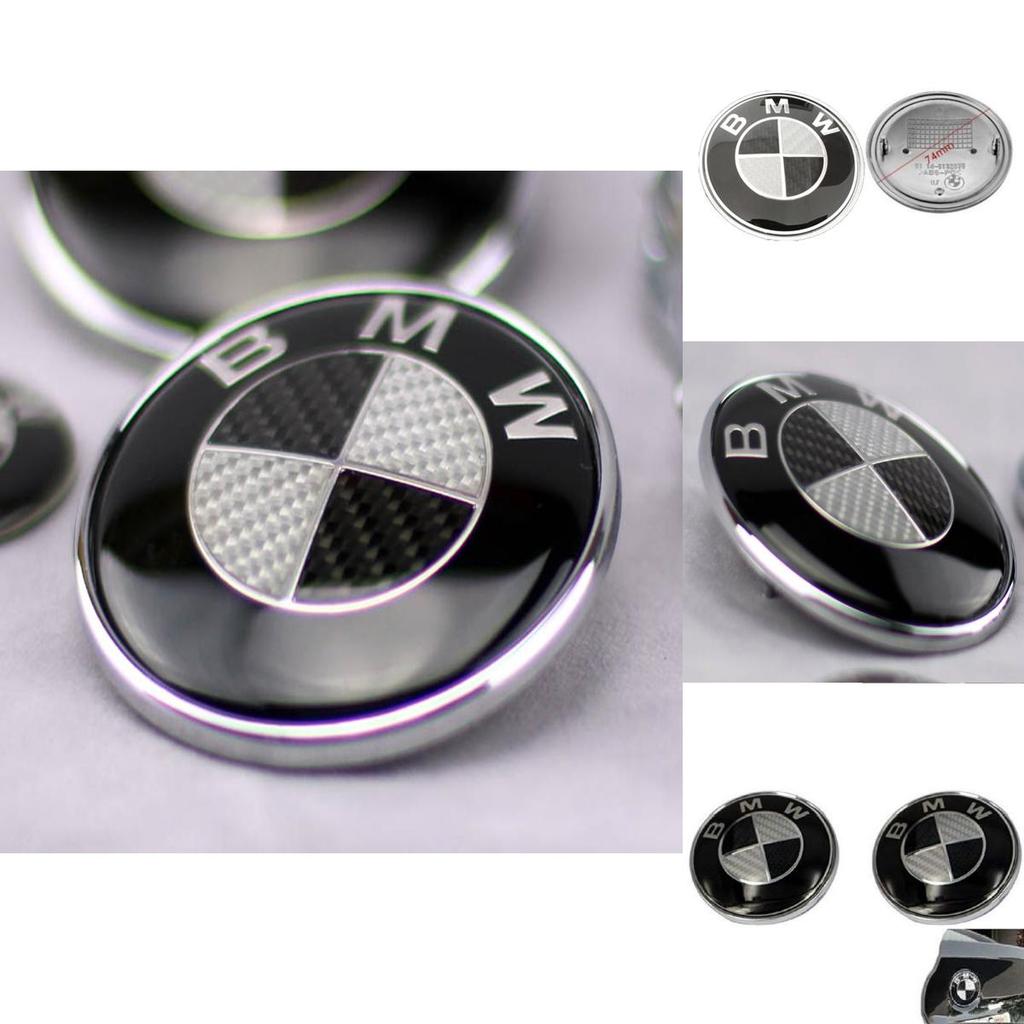 Logo BMW für echtes Kohlefaser Schwarz Silber 74mm Hauben-Kofferraum-Plakette Emblem