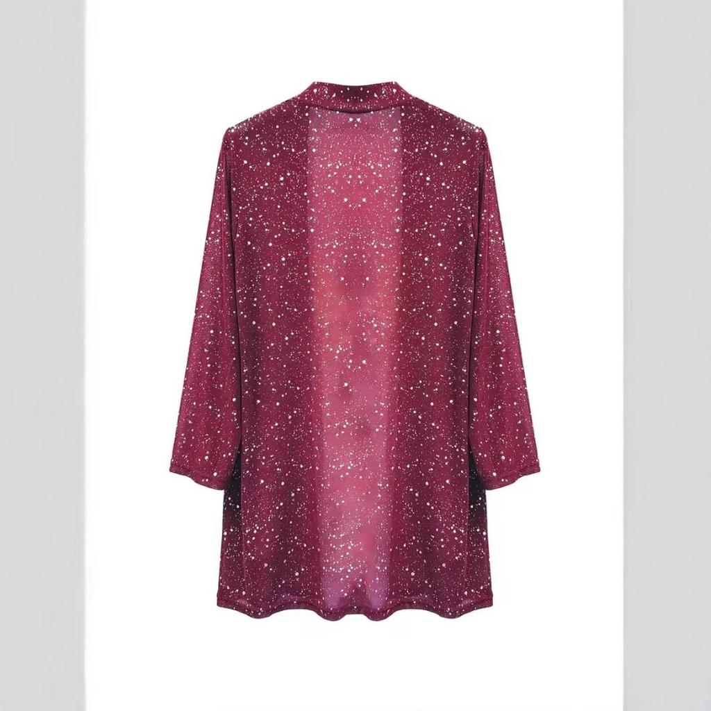 New Women's Elegant Shiny Mesh 3/4 Sleeve Open Cardigan, Fashion Casual Spring Summer Top for Women, European American Style