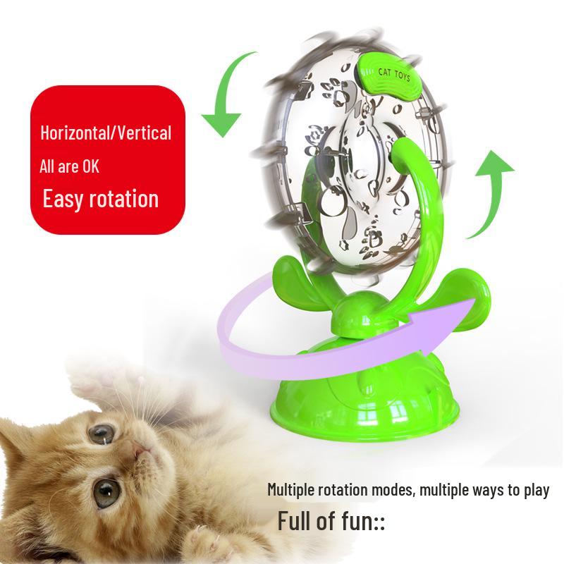 Cat Toy Boredom Buster: Rotating Windmill & Food-Leaking Ferris Wheel