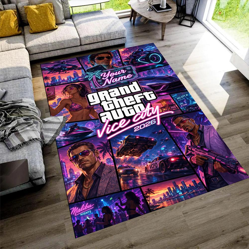 Grand Theft Auto Customizable Name Carpet Perfect for Dormitory Playrooms Outdoor Entryway Antislip Carpet Office home decor