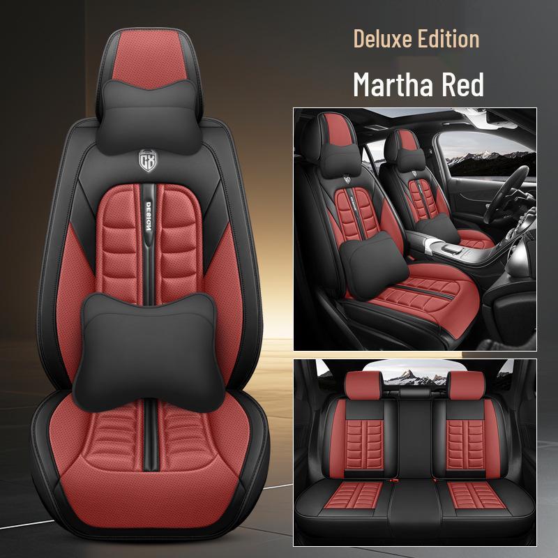 Universal All-Season Breathable Leather Car Seat Cover, Wear-Resistant, Full Surround, Fits Most Models