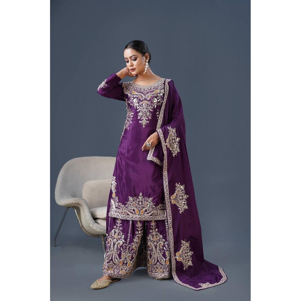 Women Designer Ready To Wear Salwar Kameez Palazzo Suit Indian Pakistani Ethnic SC-2106