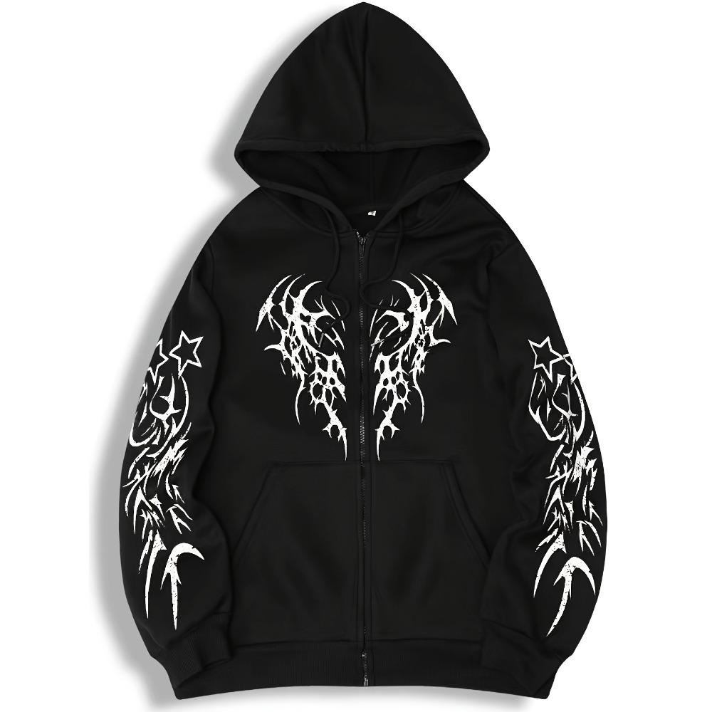 Otoño e Invierno Nuevo Moda Masculina Tendencia Casual Sudadera con Cremallera Chaqueta Estampado Y2K Casual Retro Calle Estilo Top