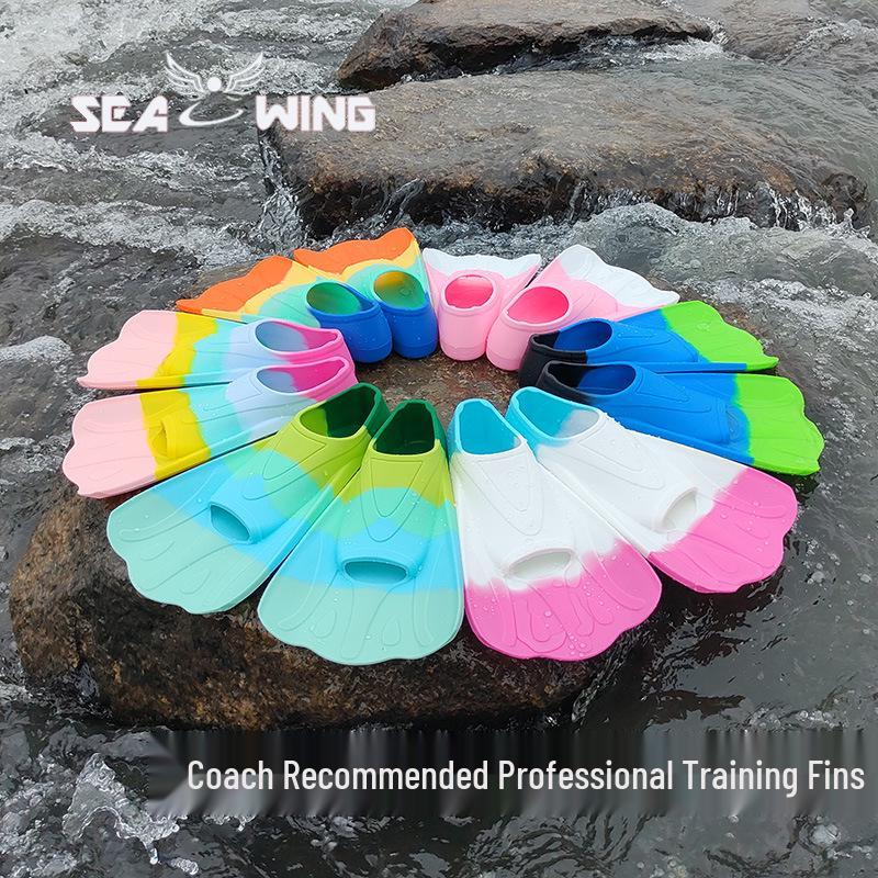 Professional Silicone Rubber Short Fins for Freestyle Swimming and Snorkeling - Suitable for Children and Adults