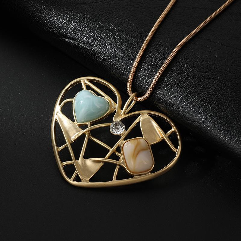 Sweater chain women s long love geometric foreign trade alloy long necklace