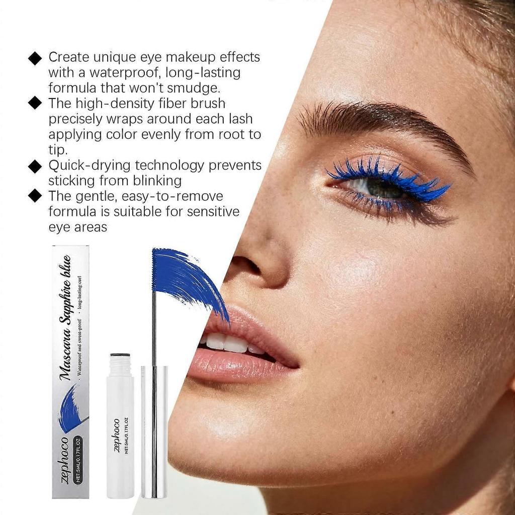Zephoco Blue Curl Mascara  Naturally Shapes, Smooth Curl, Long-Lasting, Smudge-Resistant Makeup Mascara
