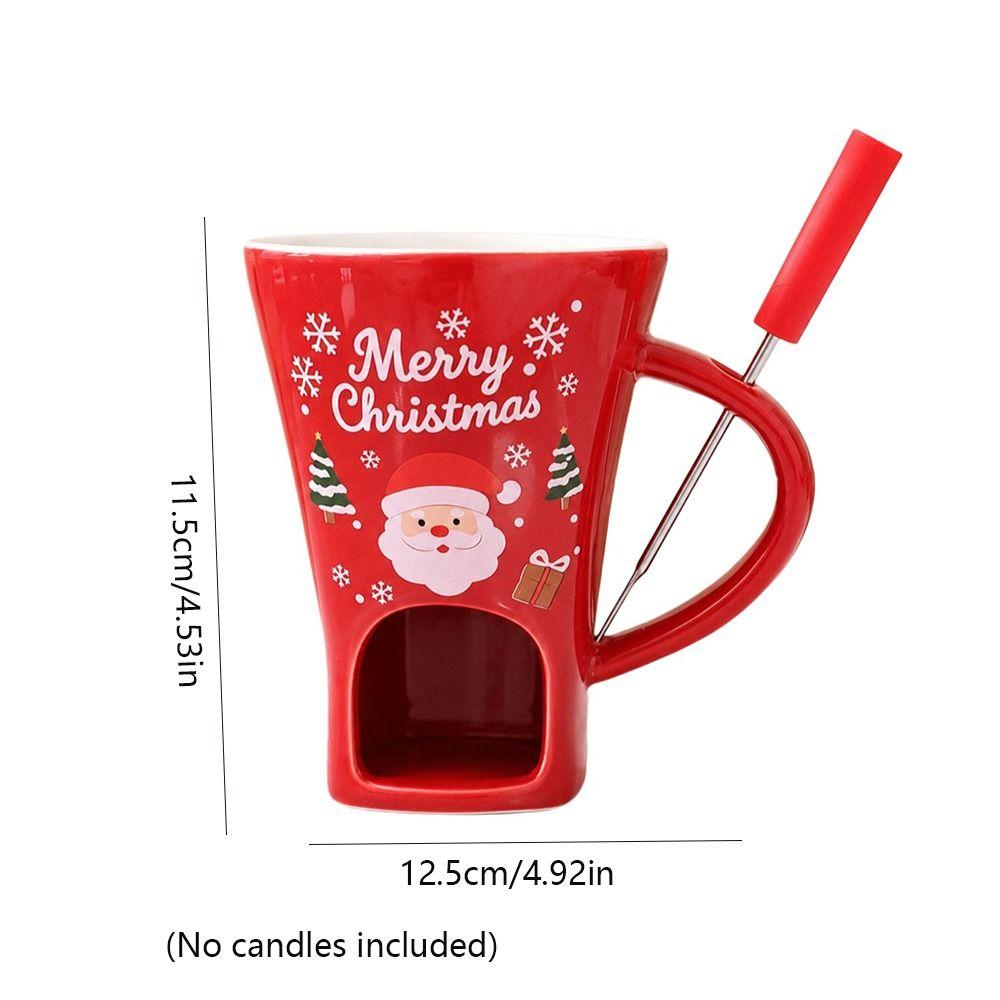 Taza de Cerámica para Derretir Chocolate con Tenedor Calentador de Velas de Cerámica Utensilios para Beber