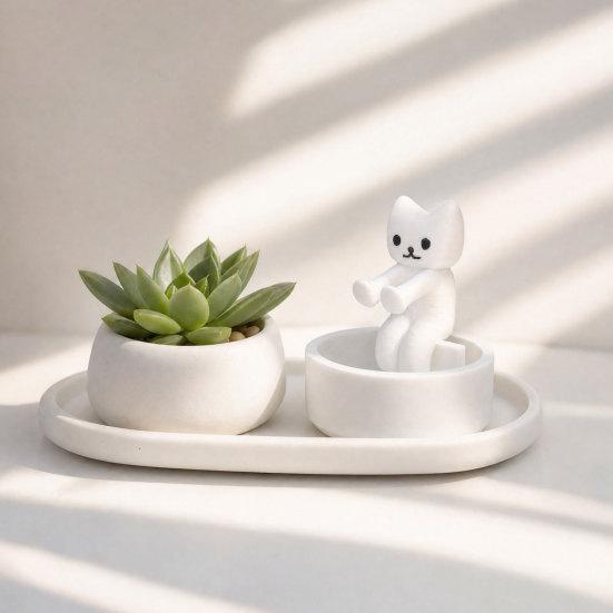 Cute Cat Candle Holder 3D Printed Tealight Candle Holder White Kitten Candle Light