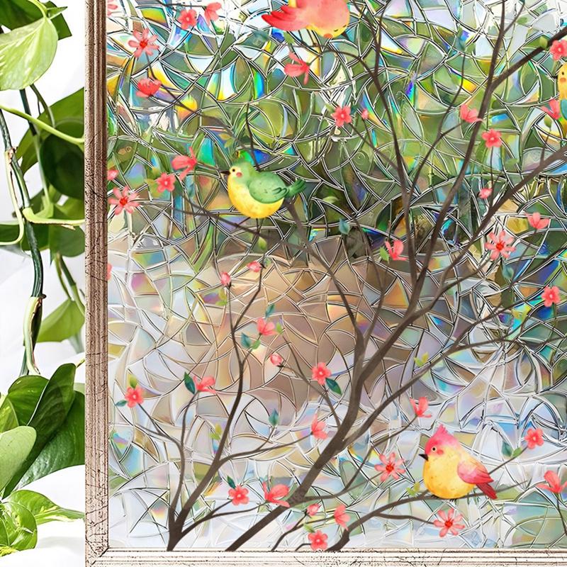 Window Privacy Film Stained Glass Rainbow Film Self-adhesive Film UV-resistant Glass Sticker Removable Glass Film Home Decor