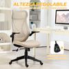 Office Chair with Flip-Up Armrests, Adjustable Height and Tiltable Backrest, Beige