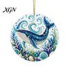 Durable Acrylic Coastal Decor Ocean Theme Pearl Art Hanging Ornament, 2D Flat Wall Sea Life Suncatcher, Beaded Pattern Window Decoration Souvenir