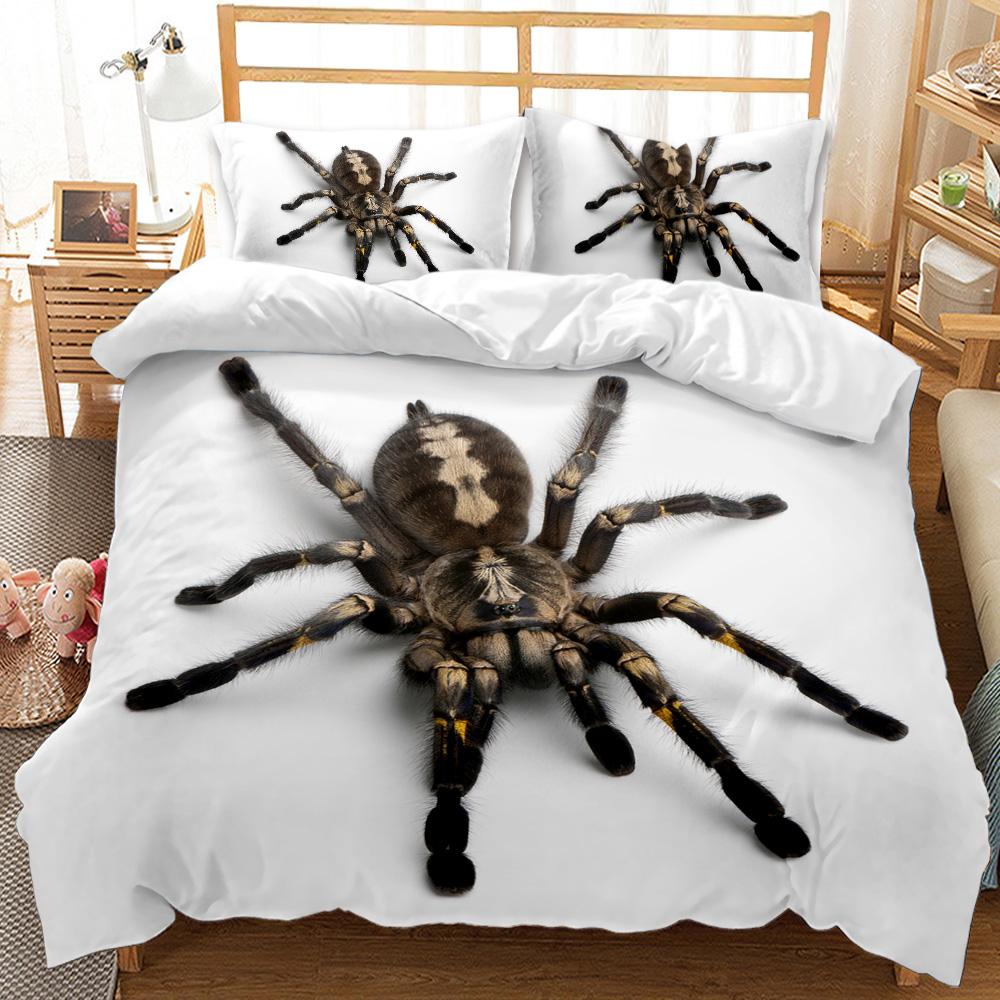Tarantula Printing Bedding Set Microfiber 3D Print Black Brown Spider Comforter Cover Set Insect Theme Duvet Cover