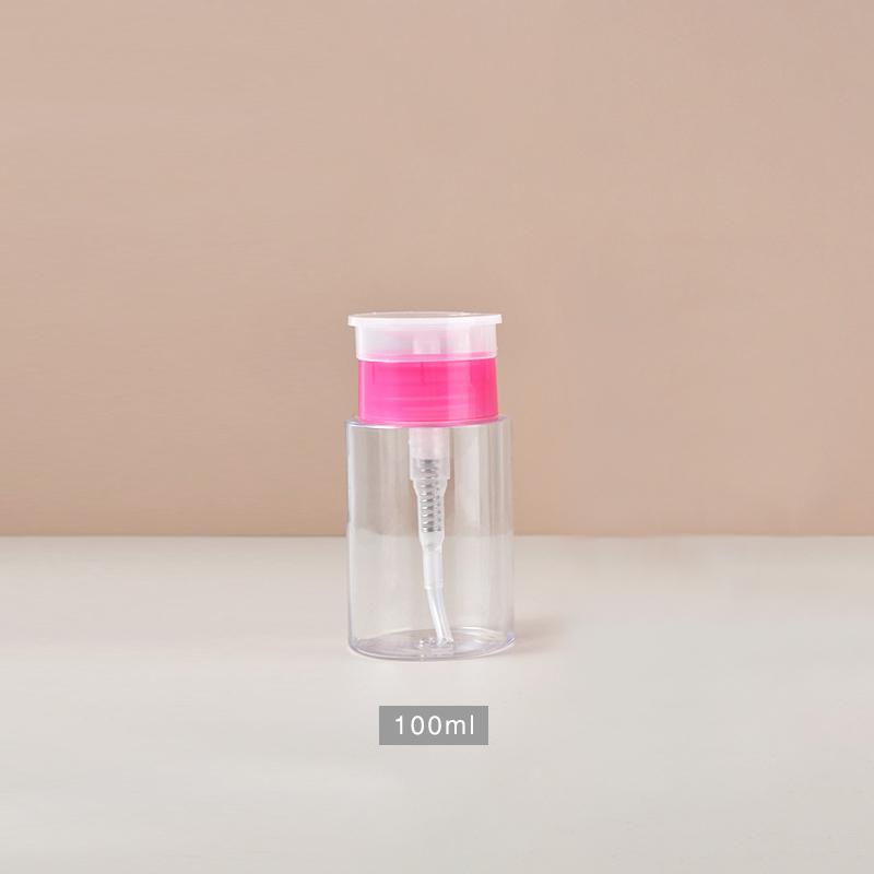 100ml 200ml Portable Travel Refillable Bottle Empty Plastic Nail Polish Remover Alcohol Liquid Press Pumping Dispenser Bottle
