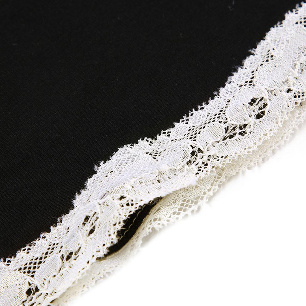 Women's Spring Autumn Fitted Tops Long Sleeve Square Neck Lace Trim Slim Fit T-shirt