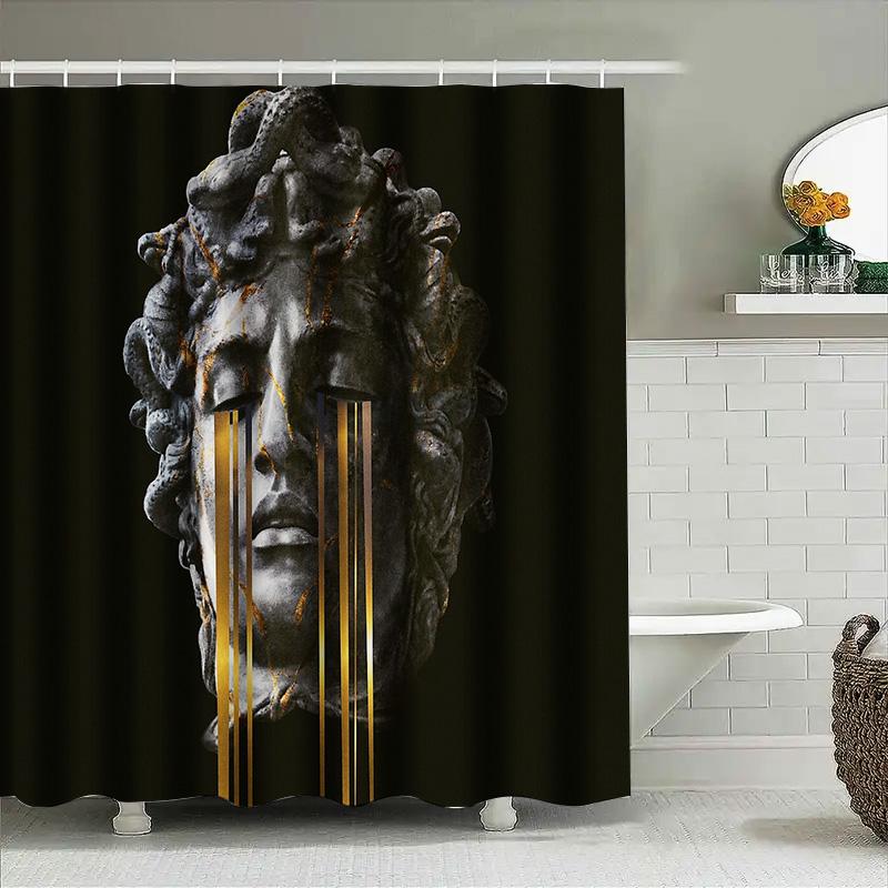 Vintage Roman Bust Shower Curtain Ancient Greek Statue Bathroom Decor Waterproof Tapestry Home Decor Artistic Wall Hanging