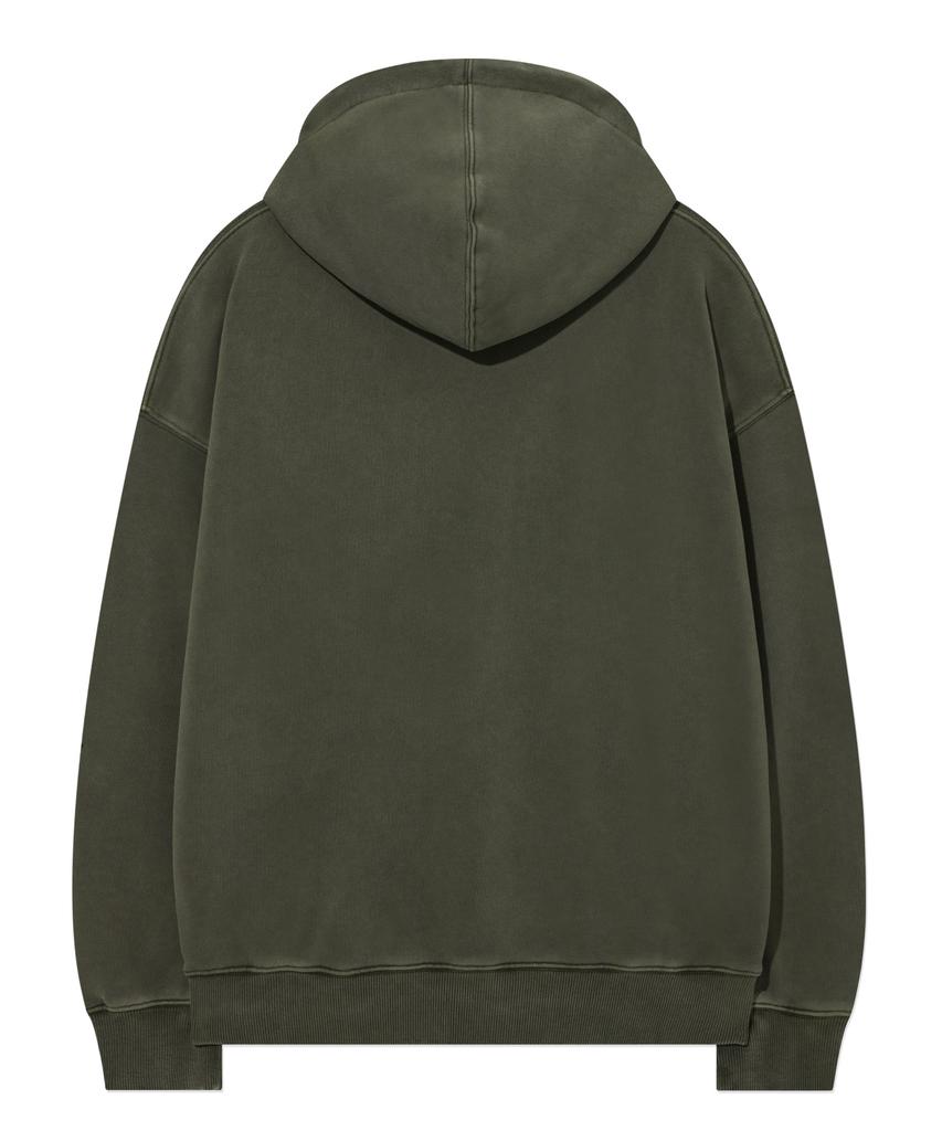 Arch Logo Pigment Graphic Hoodie Khaki Gray
