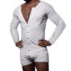 Combinaison moulante unie à manches longues sexy et décontractée pour la maison, ensembles de pyjama pour hommes