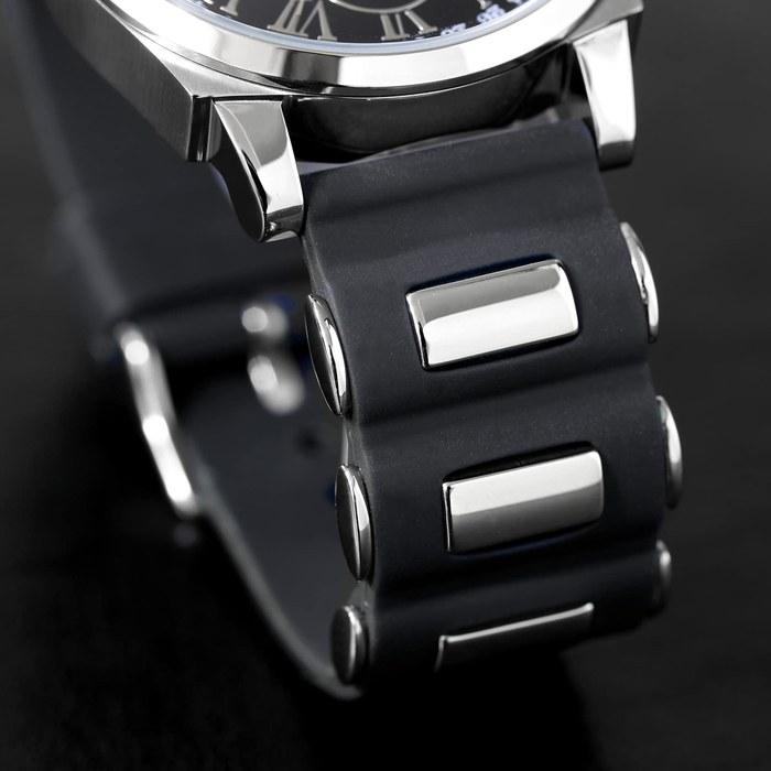[Salvatore Marra] Watch Moon Phase Multi-Calendar 50m Waterproof Business Formal Men's Rubber Strap Limited Edition Black Silver