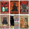 Artisian Animal Sign Black CAT Retro Metal Poster Funny Pet Vintage Decorative Tin Plate Garage Bar Pub Club Home Wall Decor