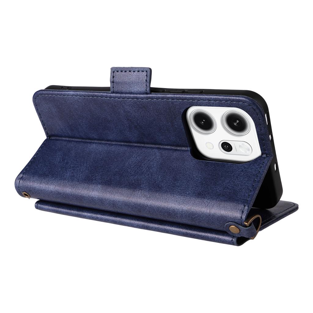For Oppo Reno14 Pro 5G (Global) Leather Case Magnetic Closure Wallet Stand Phone Cover with Crossbody Strap